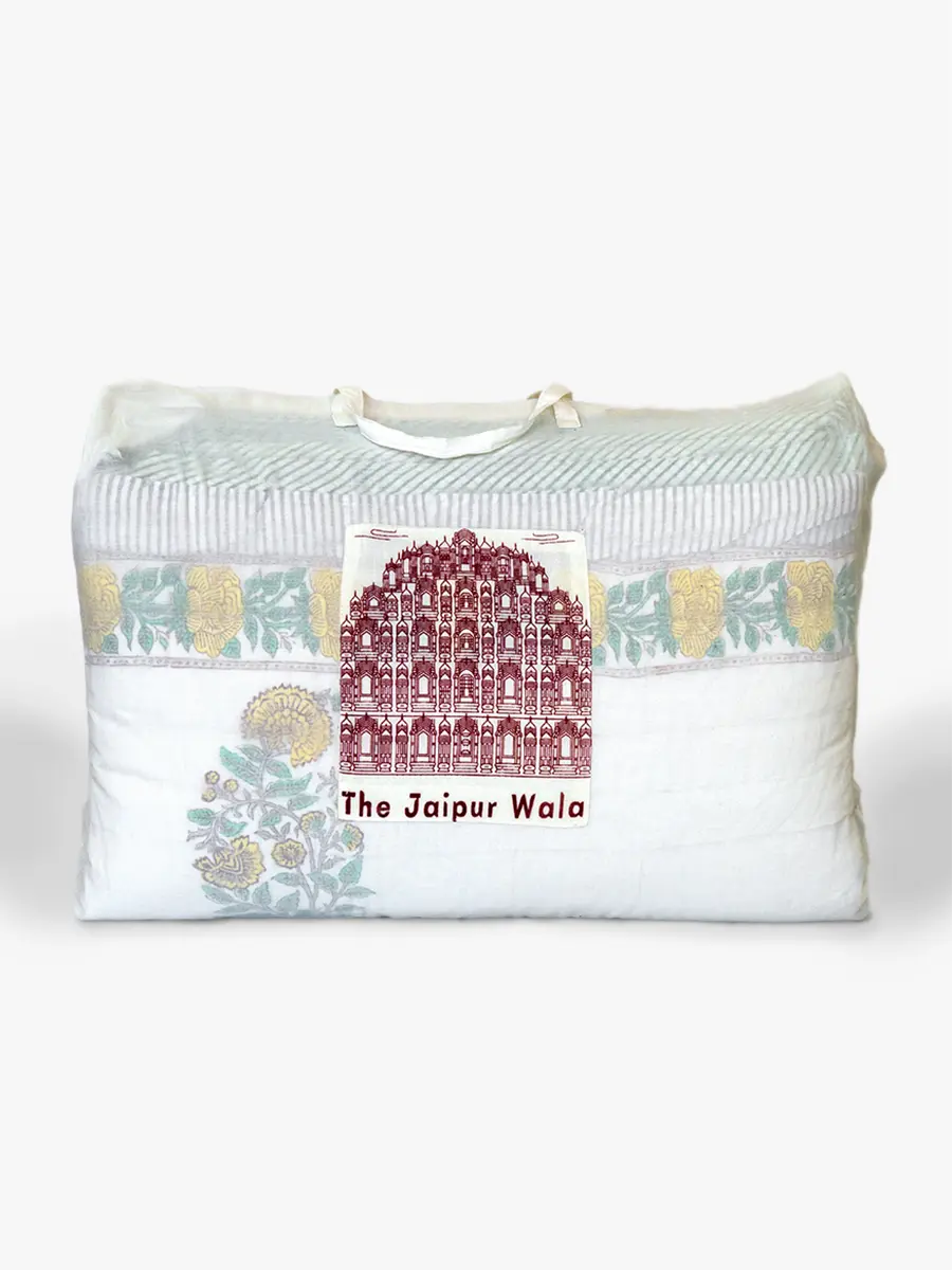 Sunbloom Handstitched Hand Block Printed Organic Cotton Quilt