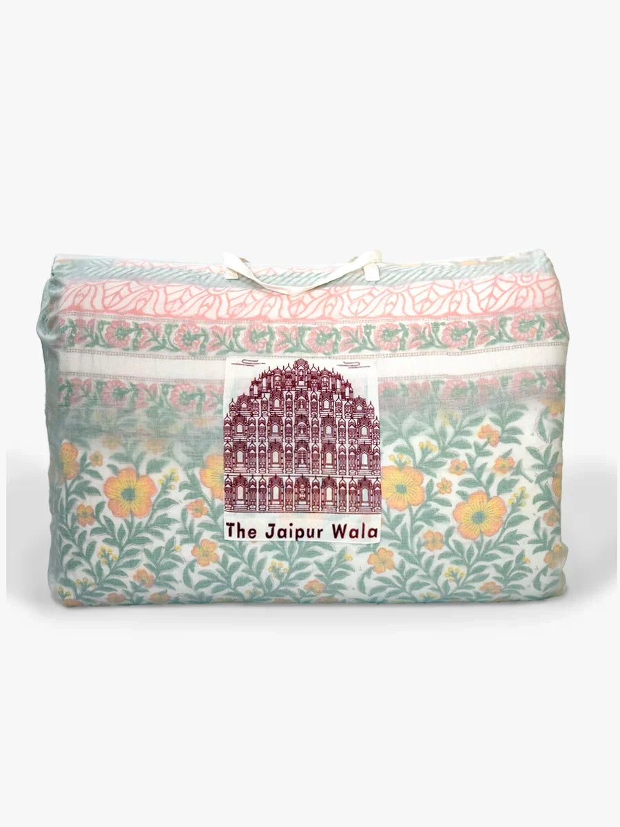 Luma Handstitched Hand Block Printed Organic Cotton Quilt