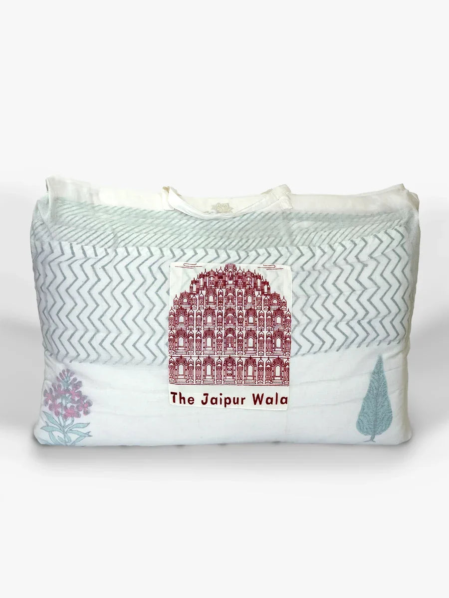 Munnar Handstitched Hand Block Printed Organic Cotton Quilt