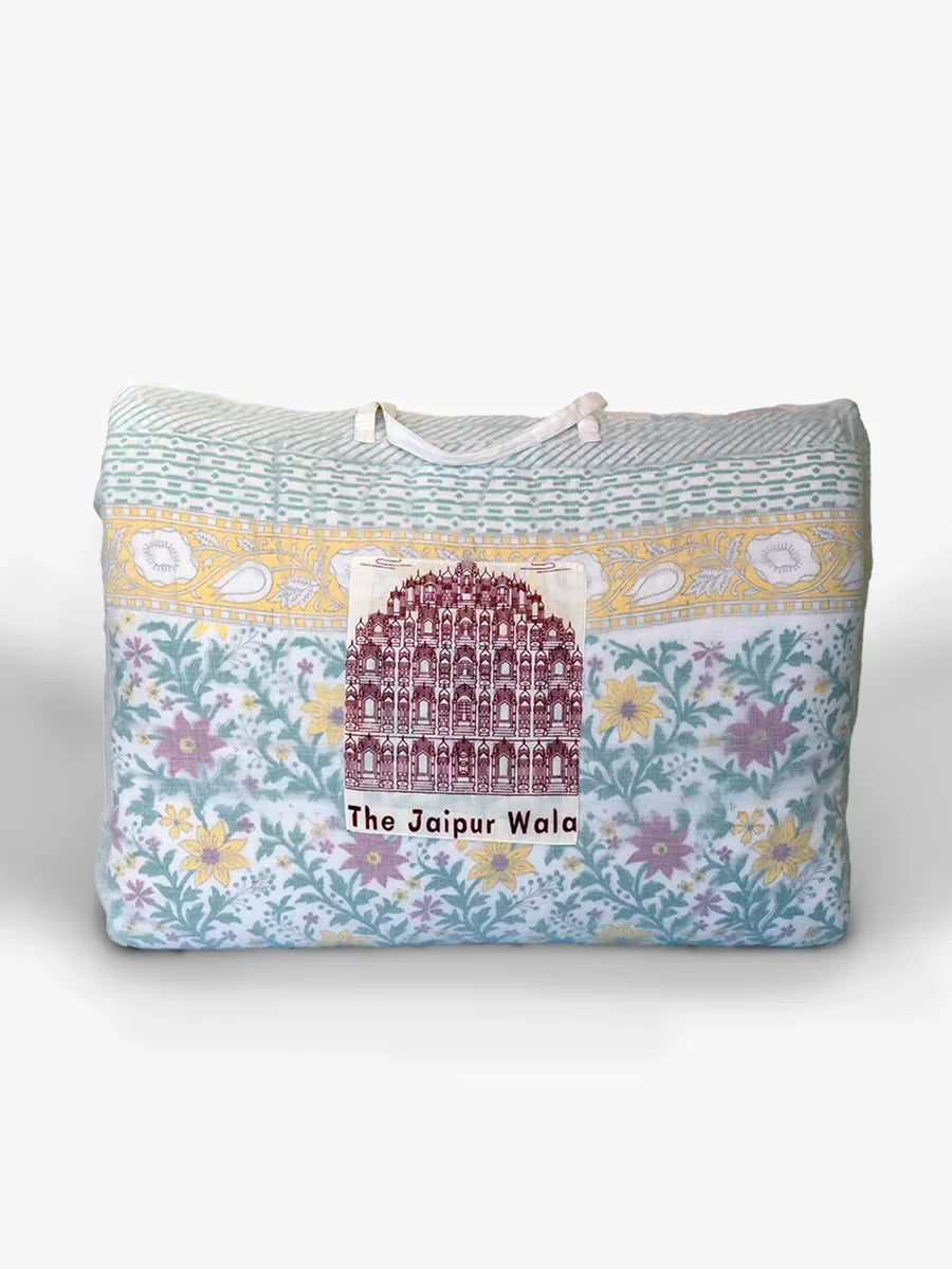 Calmora Handstitched Hand Block Printed Organic Cotton Quilt