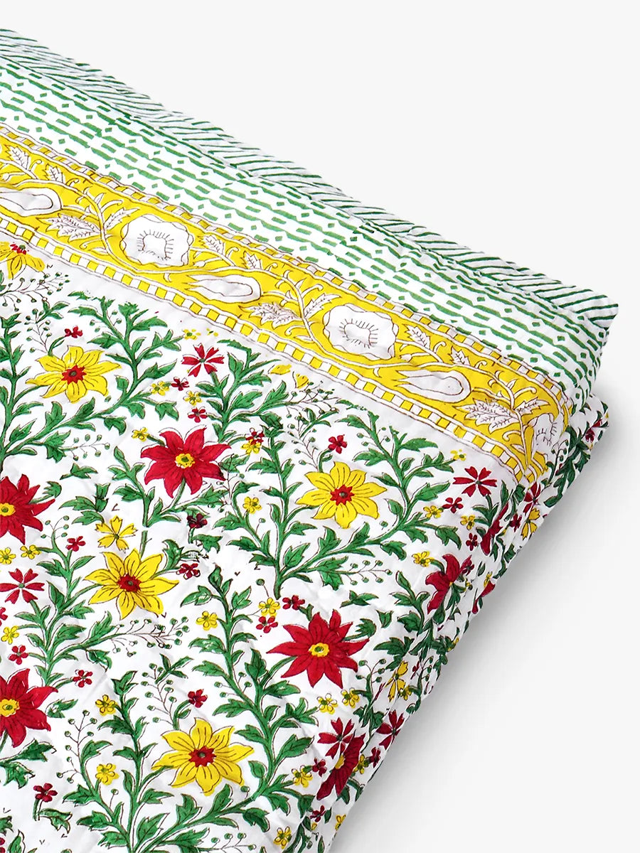 Calmora Handstitched Hand Block Printed Organic Cotton Quilt