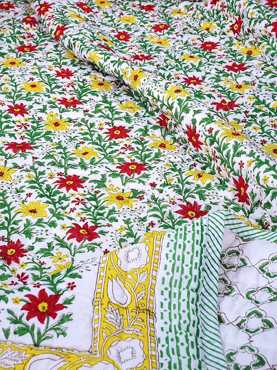 Calmora Handstitched Hand Block Printed Organic Cotton Quilt