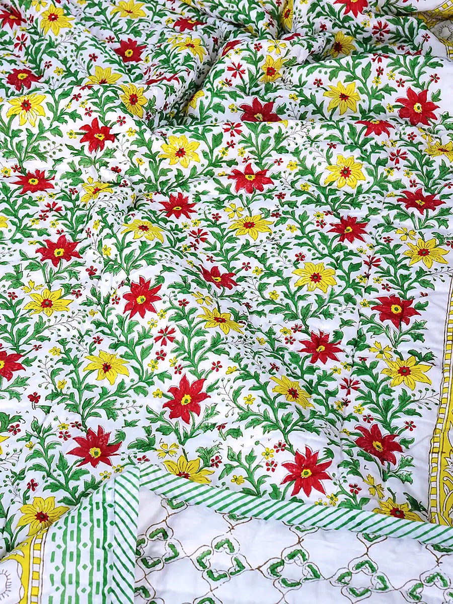Calmora Handstitched Hand Block Printed Organic Cotton Quilt