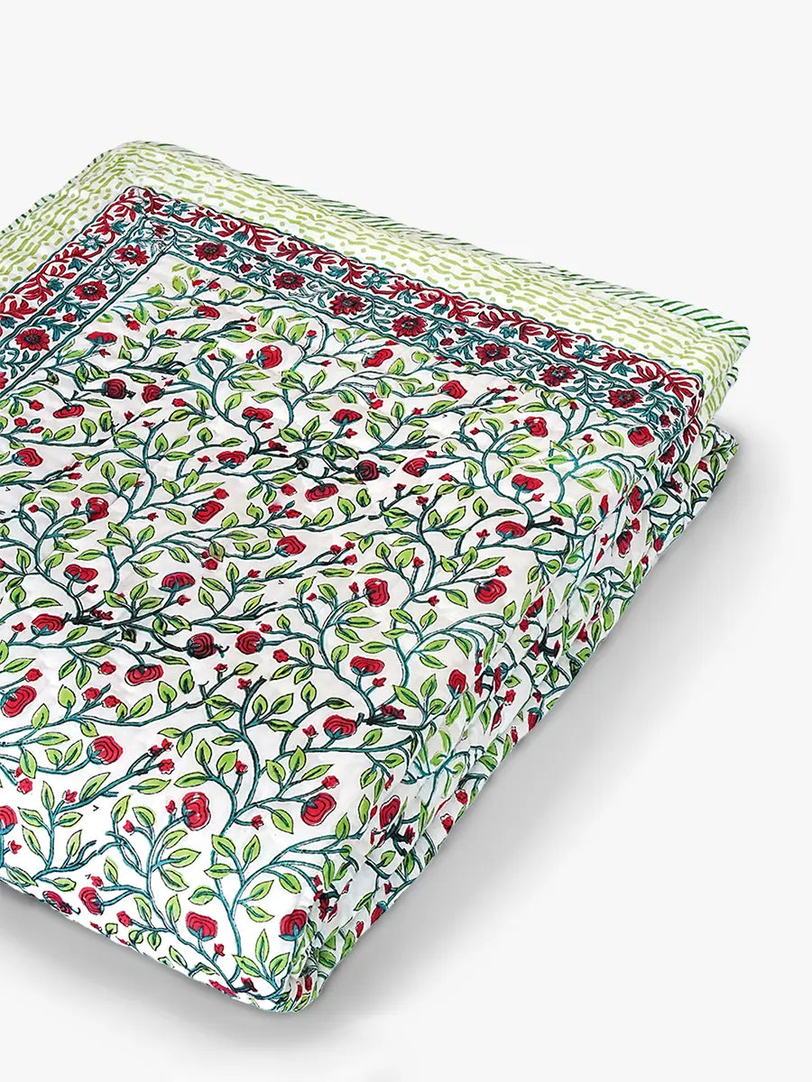 Florent Handstitched Hand Block Printed Organic Cotton Quilt
