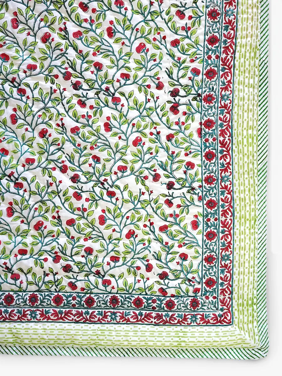 Florent Handstitched Hand Block Printed Organic Cotton Quilt