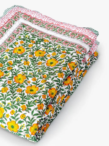 Luma Handstitched Hand Block Printed Organic Cotton Quilt