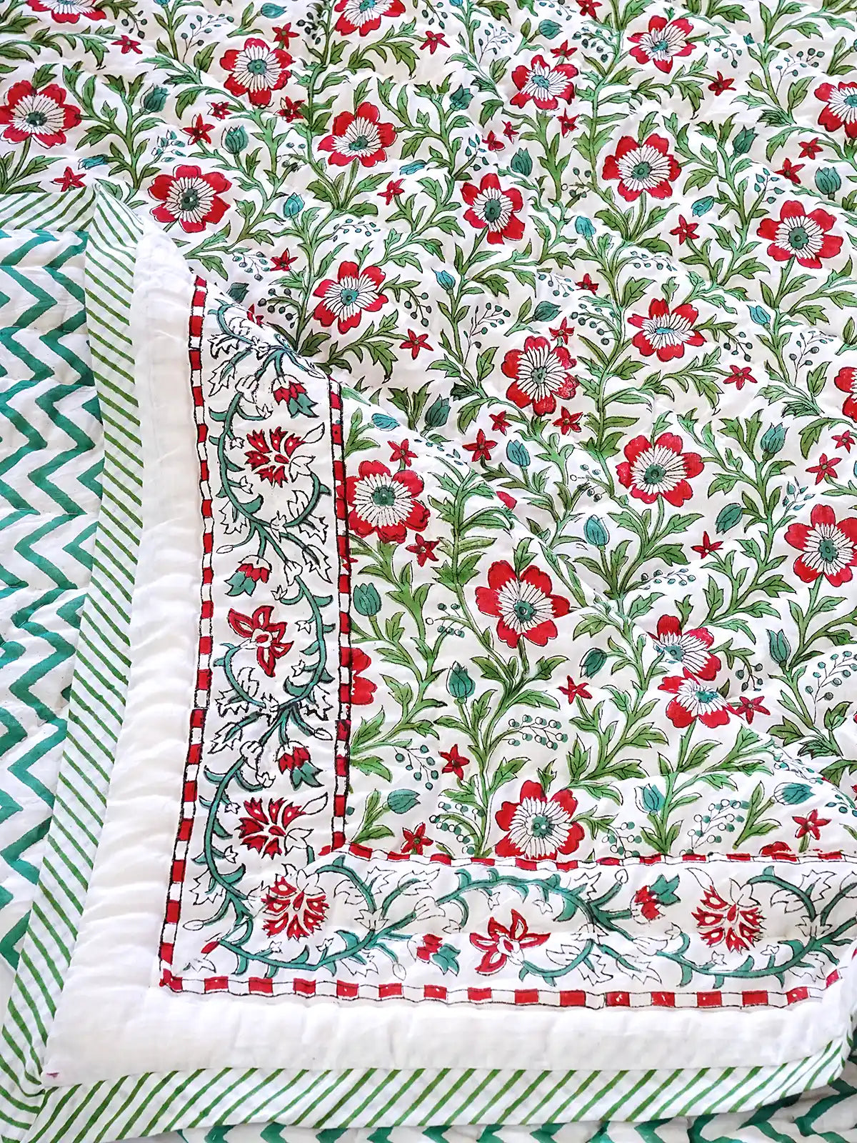 Valora Handstitched Hand Block Printed Organic Cotton Quilt