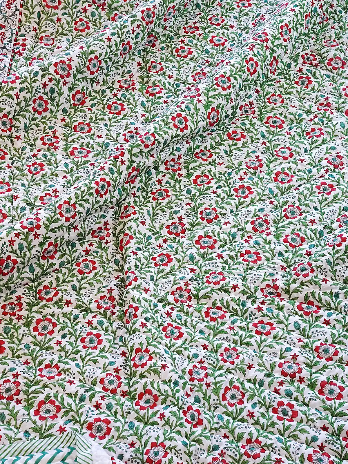 Valora Handstitched Hand Block Printed Organic Cotton Quilt
