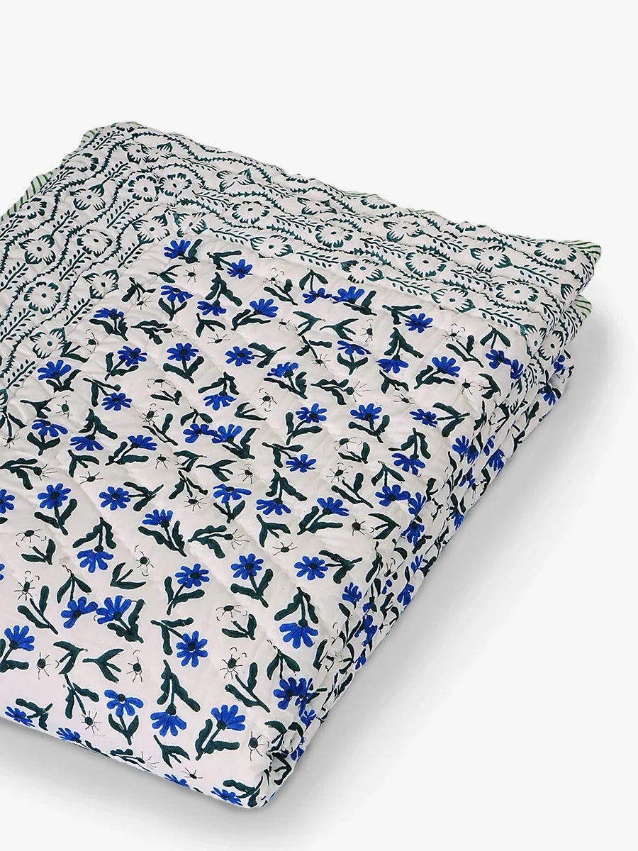 Neelora Handstitched Hand Block Printed Organic Cotton Quilt