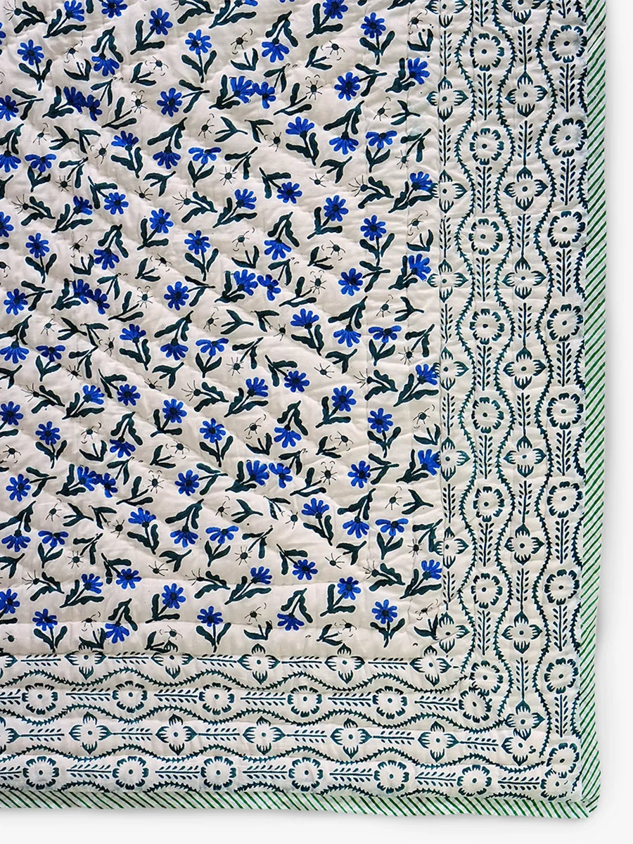Neelora Handstitched Hand Block Printed Organic Cotton Quilt
