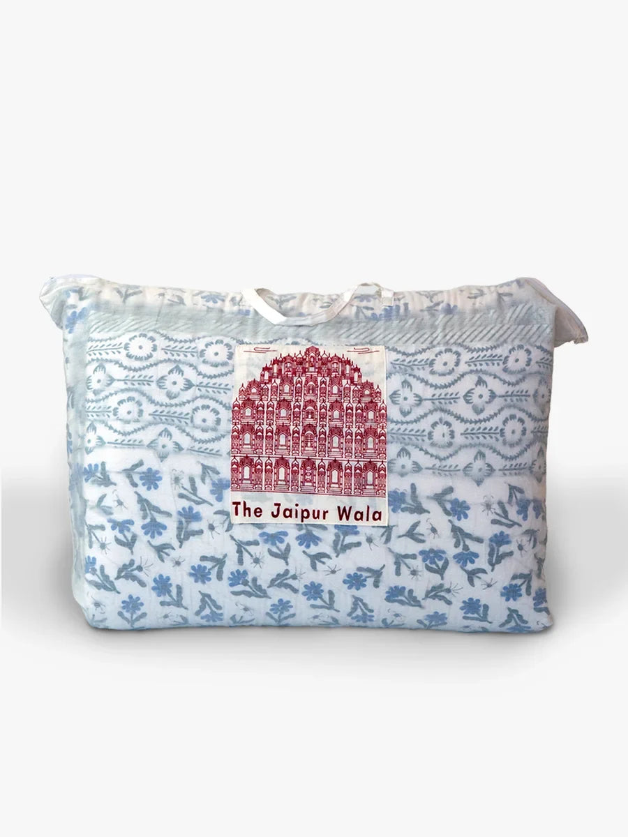Neelora Handstitched Hand Block Printed Organic Cotton Quilt
