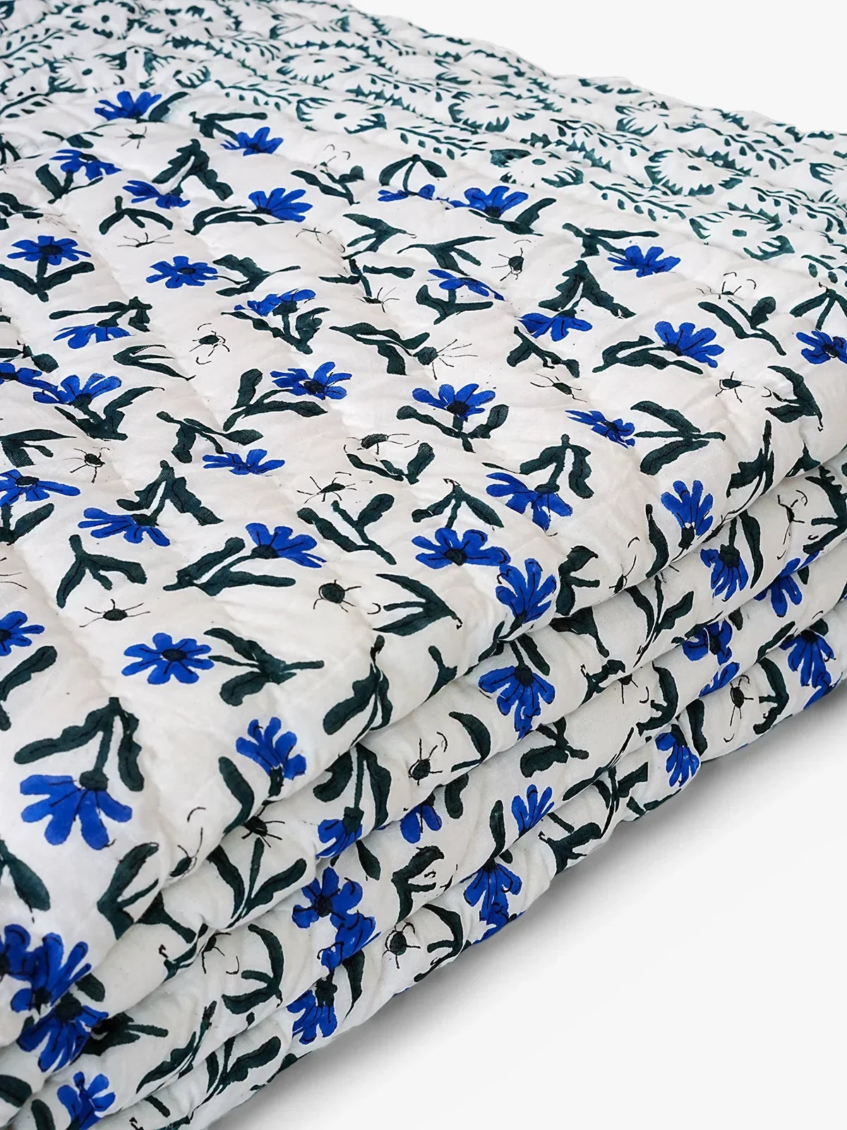 Neelora Handstitched Hand Block Printed Organic Cotton Quilt