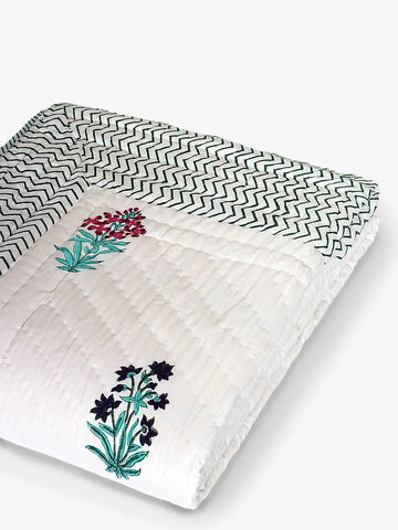 Munnar Handstitched Hand Block Printed Organic Cotton Quilt