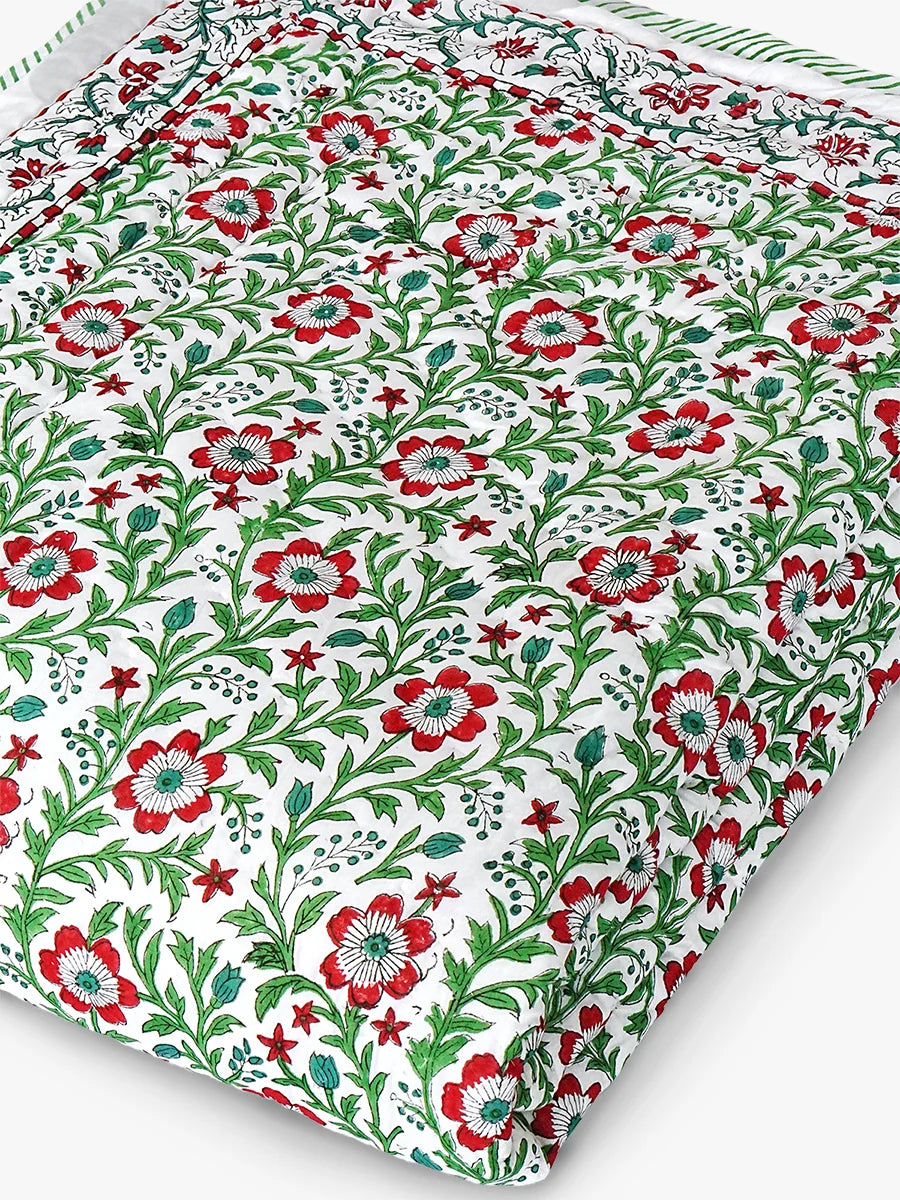 Valora Handstitched Hand Block Printed Organic Cotton Quilt